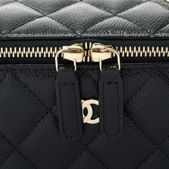 Chanel Matelasse Vanity Case Black Gold Hardware Grained Calfskin Shoulder Bag - Picture 8 of 10